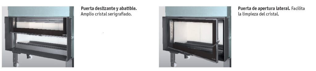 G-100, modelo de chimenea con puerta guillotina